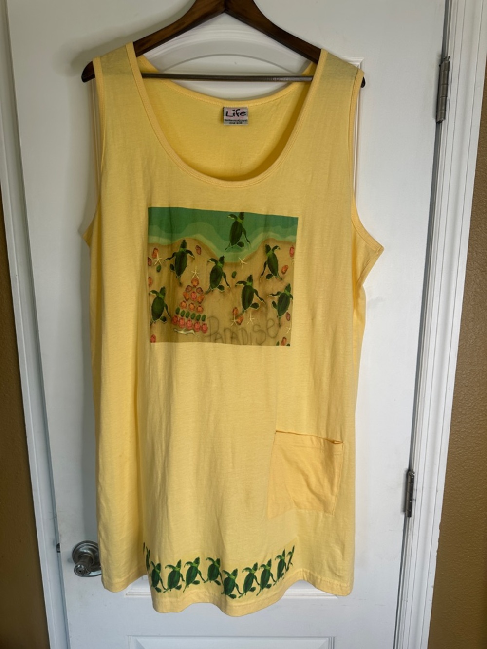 90’s Vintage Loose Fitting Smock Dress/ Beach Cover up/ Dress With Turtle Print